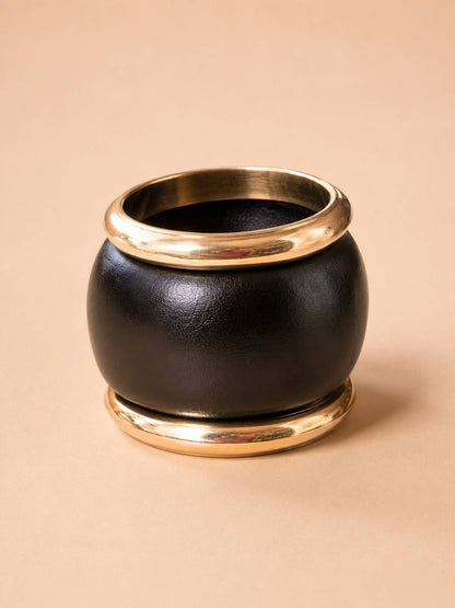 Matte Black Resin Gold-Plated Bangles Set of 3
