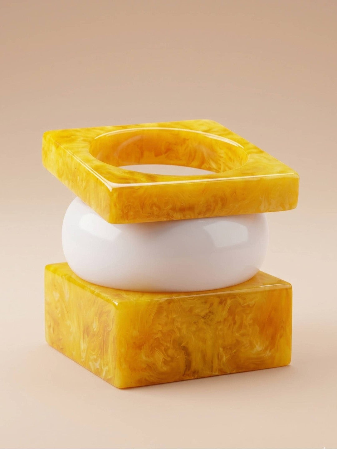 Yellow Marble Resin Bangles Set of 3