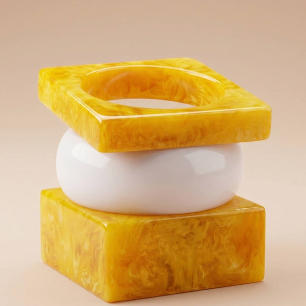 Yellow Marble Resin Bangles Set of 3