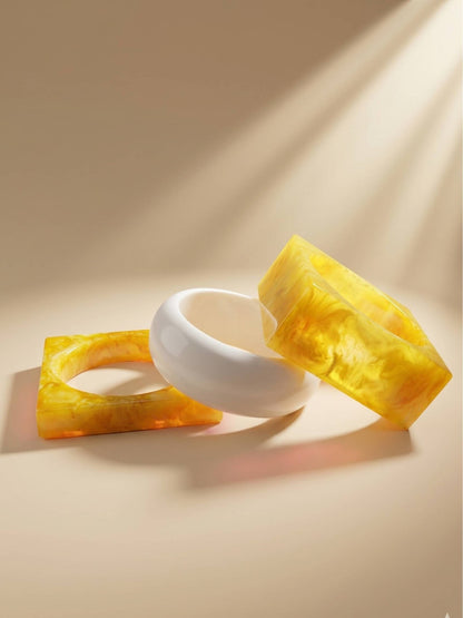 Yellow Marble Resin Bangles Set of 3