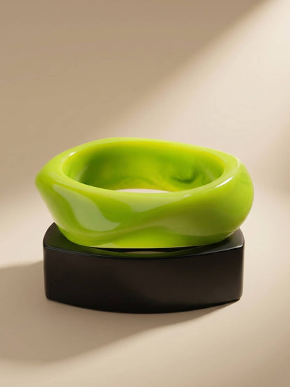 Lime Green & Black Resin Bangles Set of 2