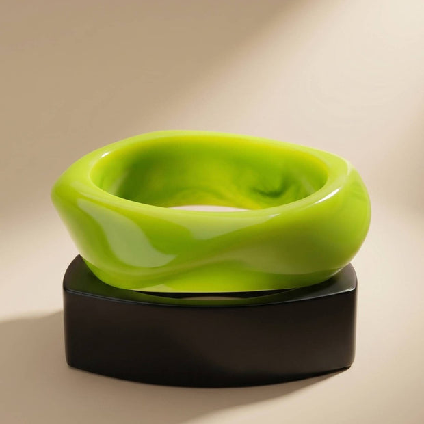 Lime Green & Black Resin Bangles Set of 2