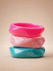 Resin Marble Chunky Bangles for Women Set of 3