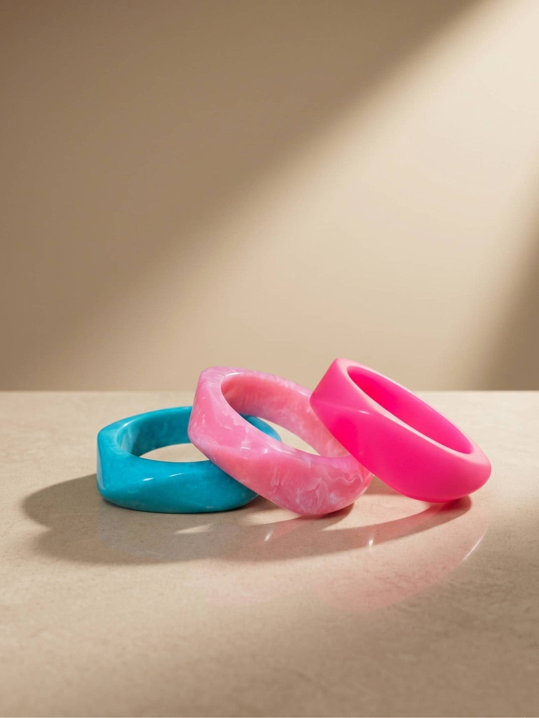 Resin Marble Chunky Bangles for Women Set of 3