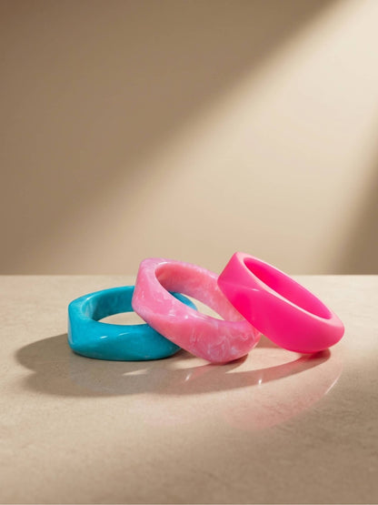 Resin Marble Chunky Bangles for Women Set of 3