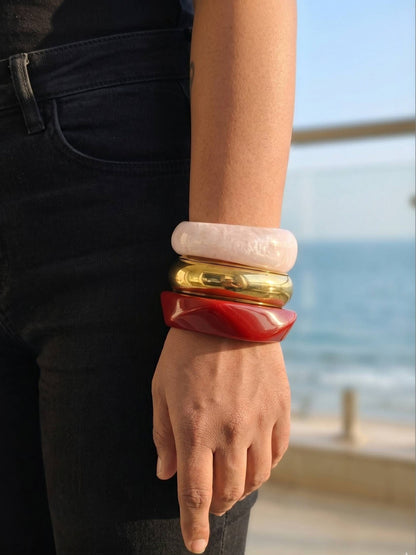 Resin & Gold-Tone Chunky Bangles Set of 3