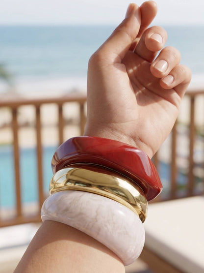 Resin & Gold-Tone Chunky Bangles Set of 3