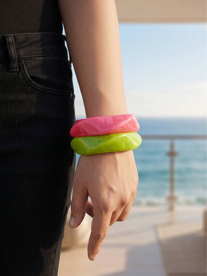 Neon Resin Faceted Bangles for Women Set of 2