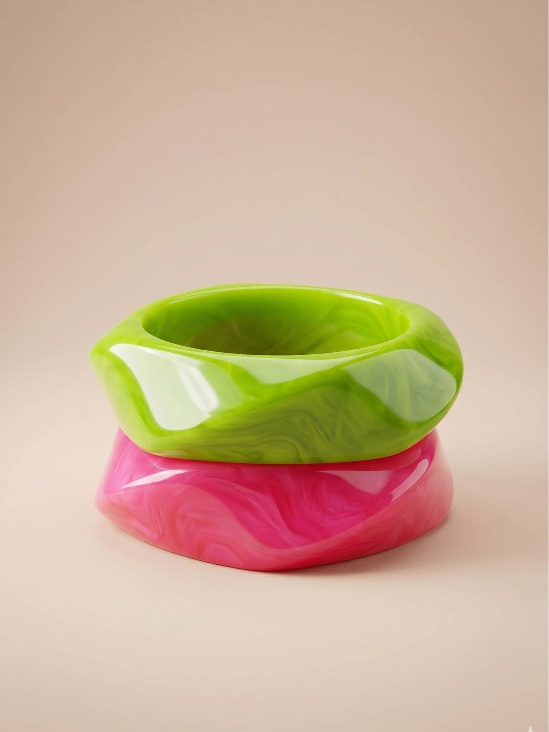 Neon Resin Faceted Bangles for Women Set of 2