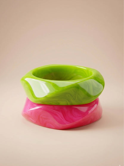 Neon Resin Faceted Bangles for Women Set of 2