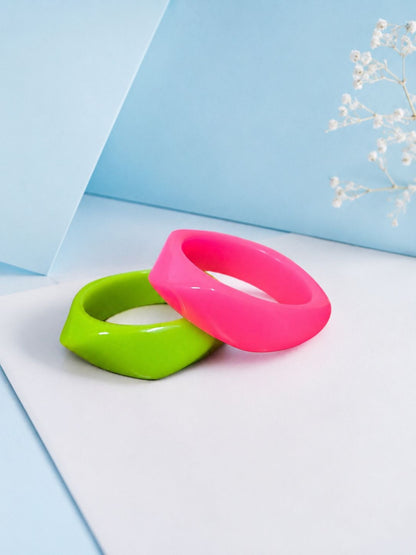 Neon Resin Faceted Bangles for Women Set of 2