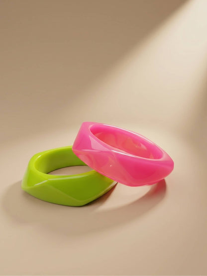 Neon Resin Faceted Bangles for Women Set of 2
