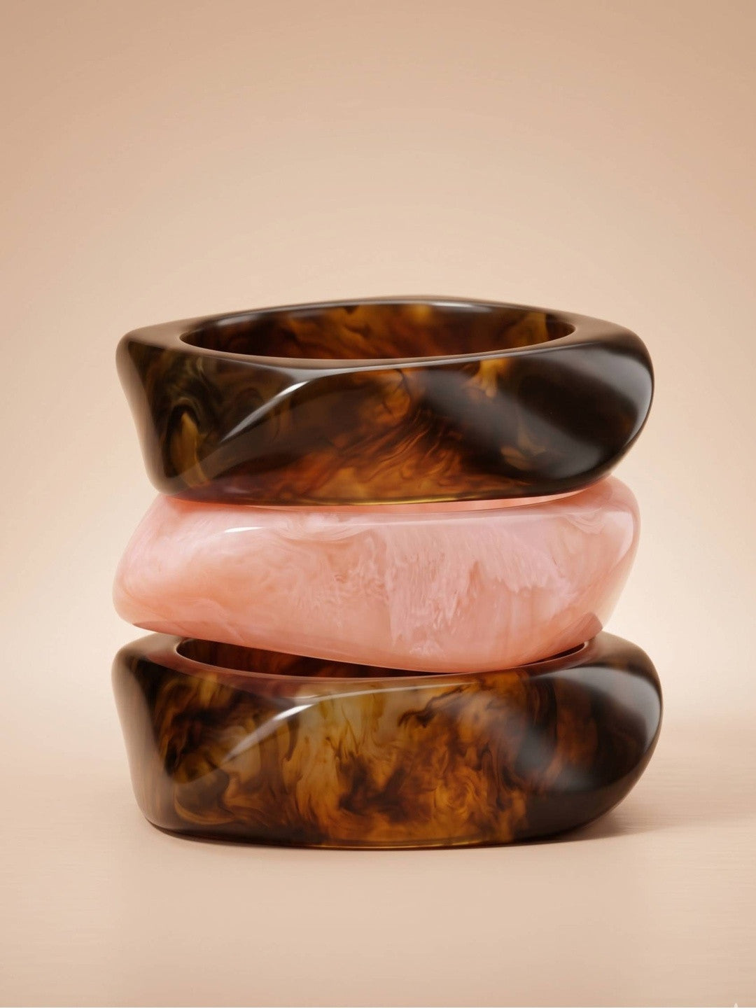 Tortoiseshell Resin Bangles for Women Set of 3