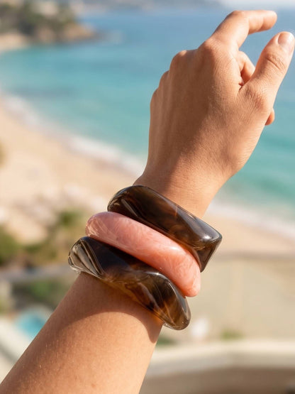 Tortoiseshell Resin Bangles for Women Set of 3