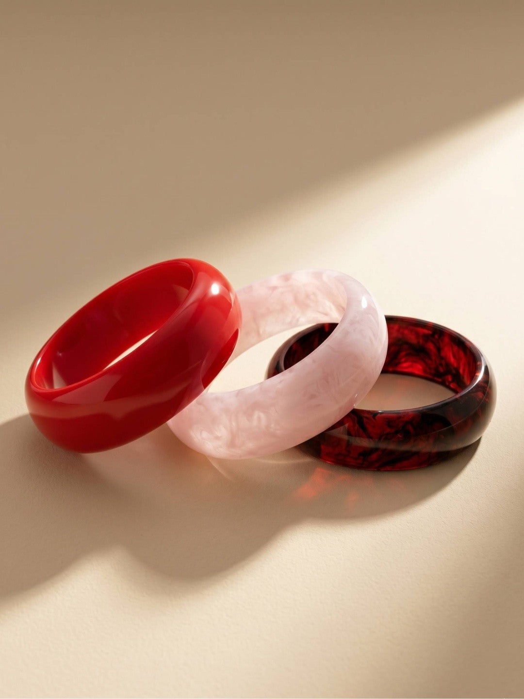 Resin Marble Chunky Bangles for Women Set of 3