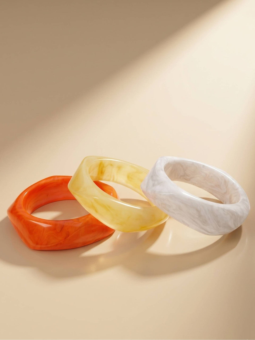 Marble Resin Chunky Bangles for Women Set of 3