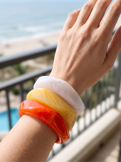 Marble Resin Chunky Bangles for Women Set of 3