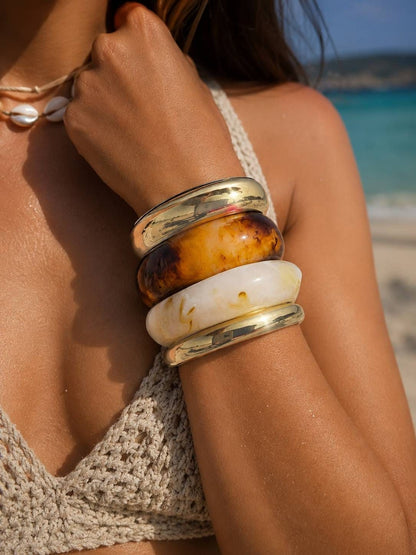 Gold-Plated Resin Chunky Bangles Set of 4