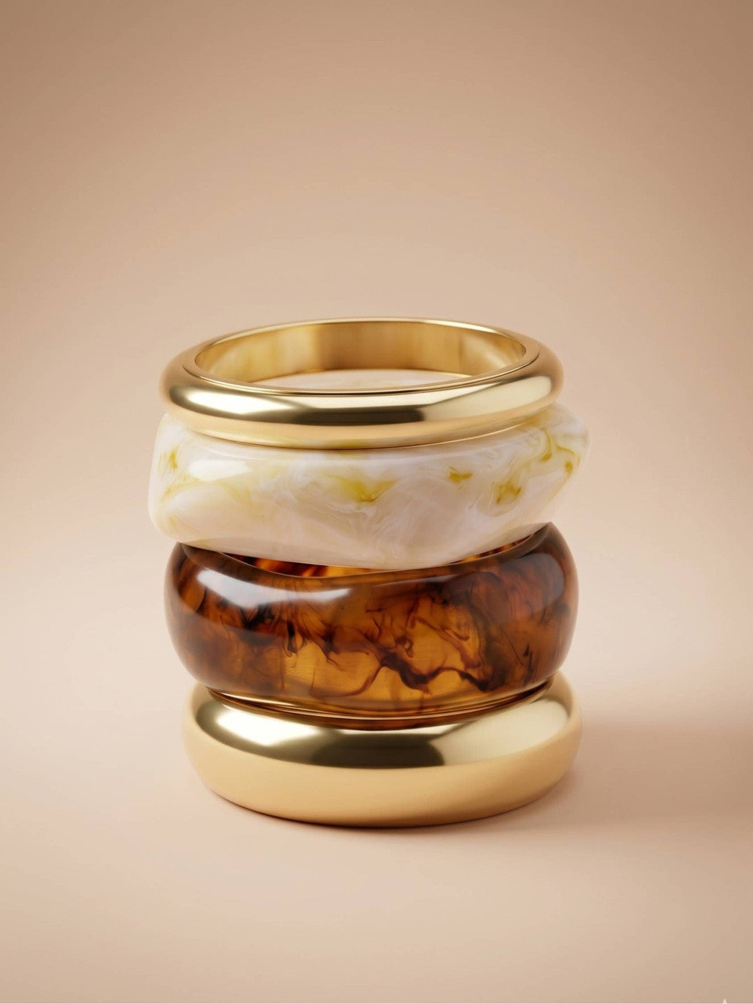 Gold-Plated Resin Chunky Bangles Set of 4