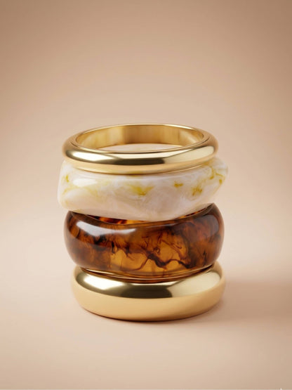 Gold-Plated Resin Chunky Bangles Set of 4