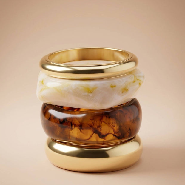 Gold-Plated Resin Chunky Bangles Set of 4