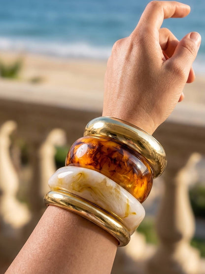 Gold-Plated Resin Chunky Bangles Set of 4