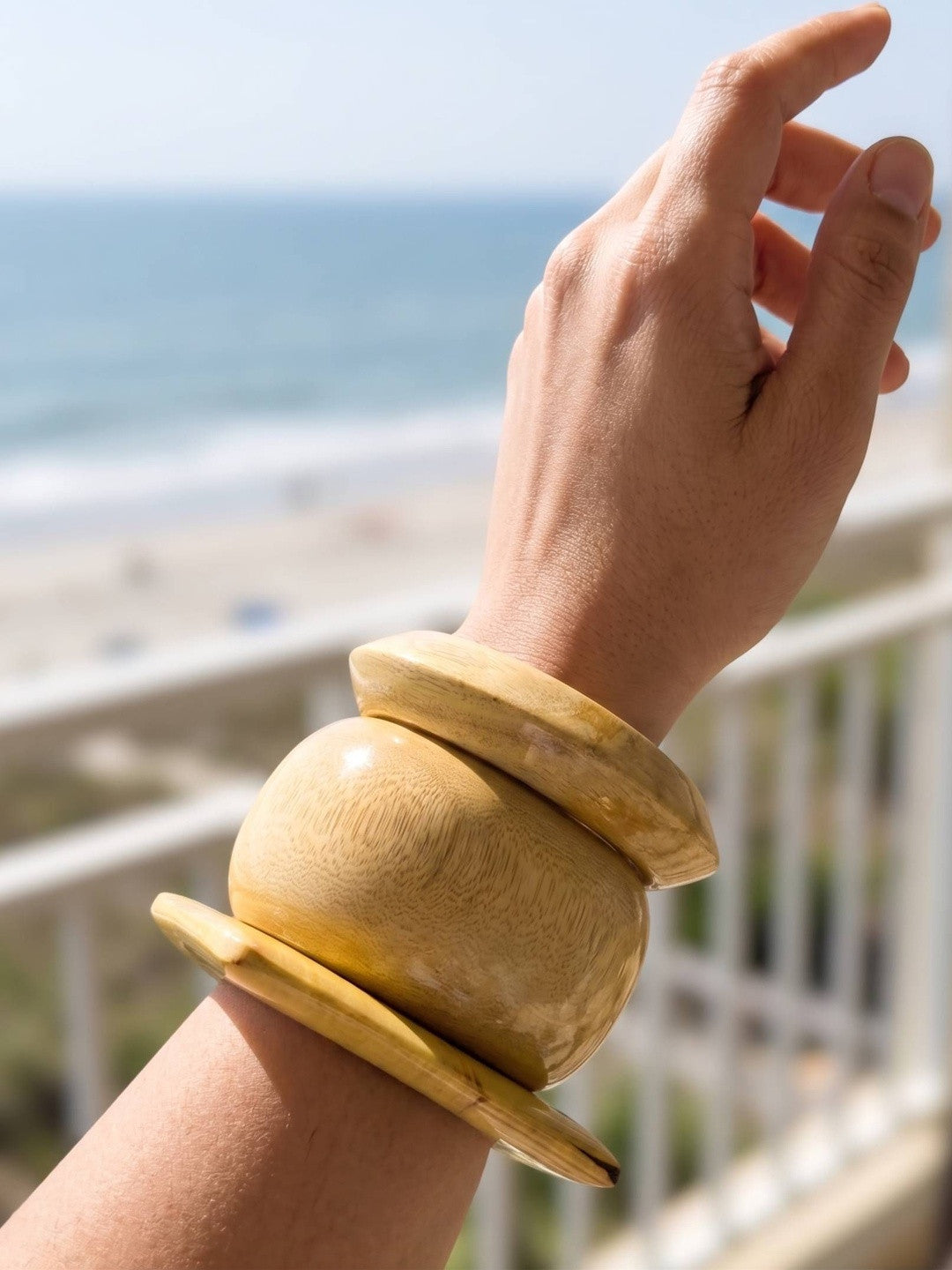 Natural Wood Finish Resin Bangles Set of 3