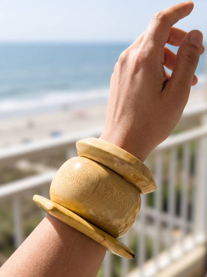 Natural Wood Finish Resin Bangles Set of 3