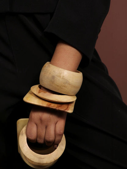 Natural Wood Finish Resin Bangles Set of 3