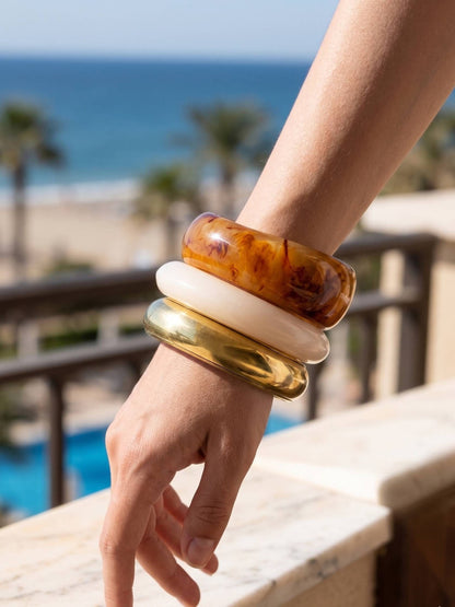 Gold Resin Acrylic Bangles for Women Set of 3
