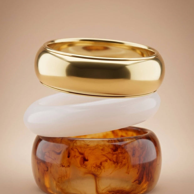 Gold Resin Acrylic Bangles for Women Set of 3