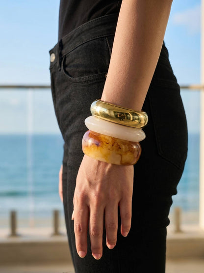 Gold Resin Acrylic Bangles for Women Set of 3