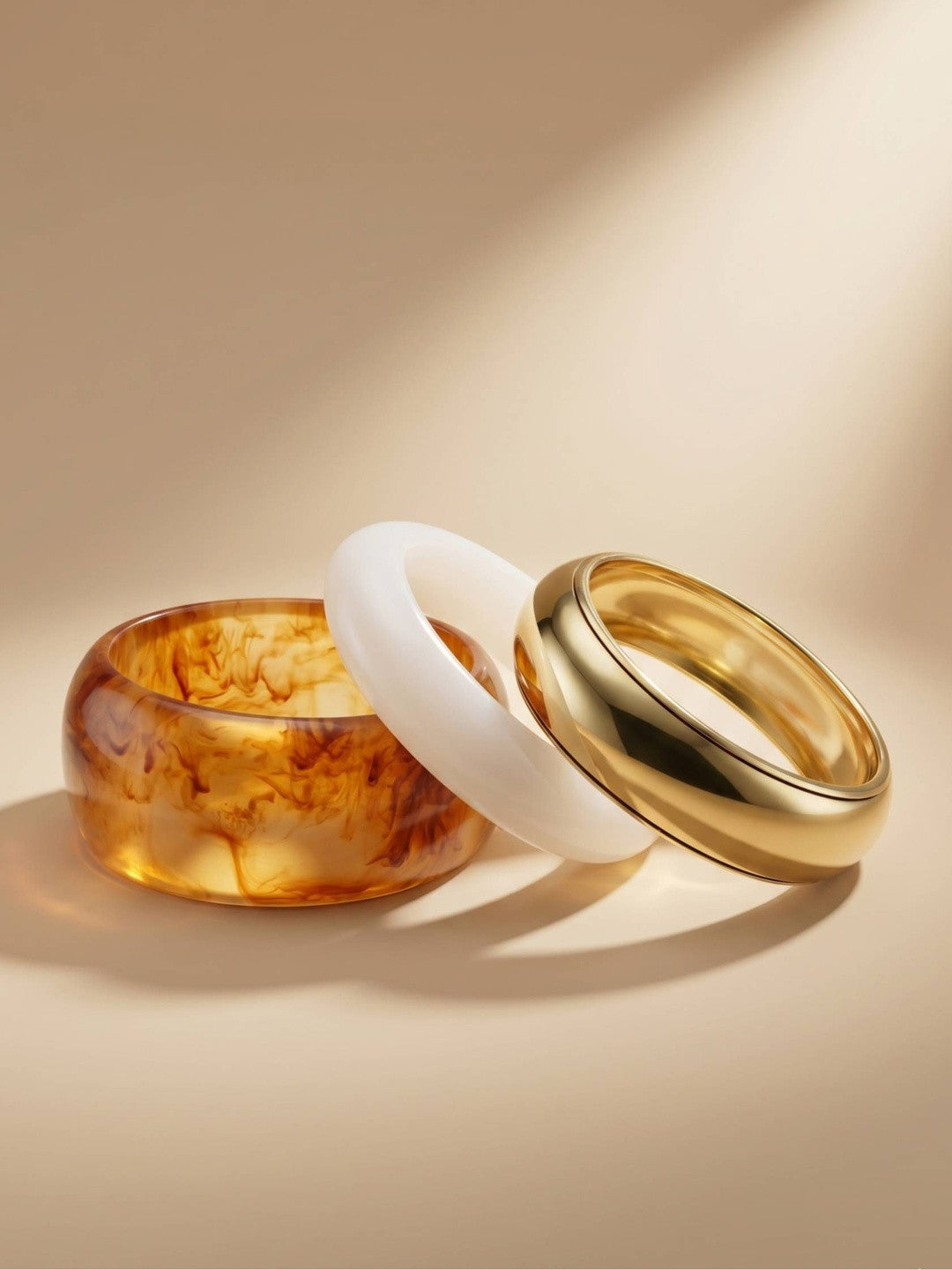 Gold Resin Acrylic Bangles for Women Set of 3