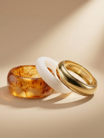 Gold Resin Acrylic Bangles for Women Set of 3