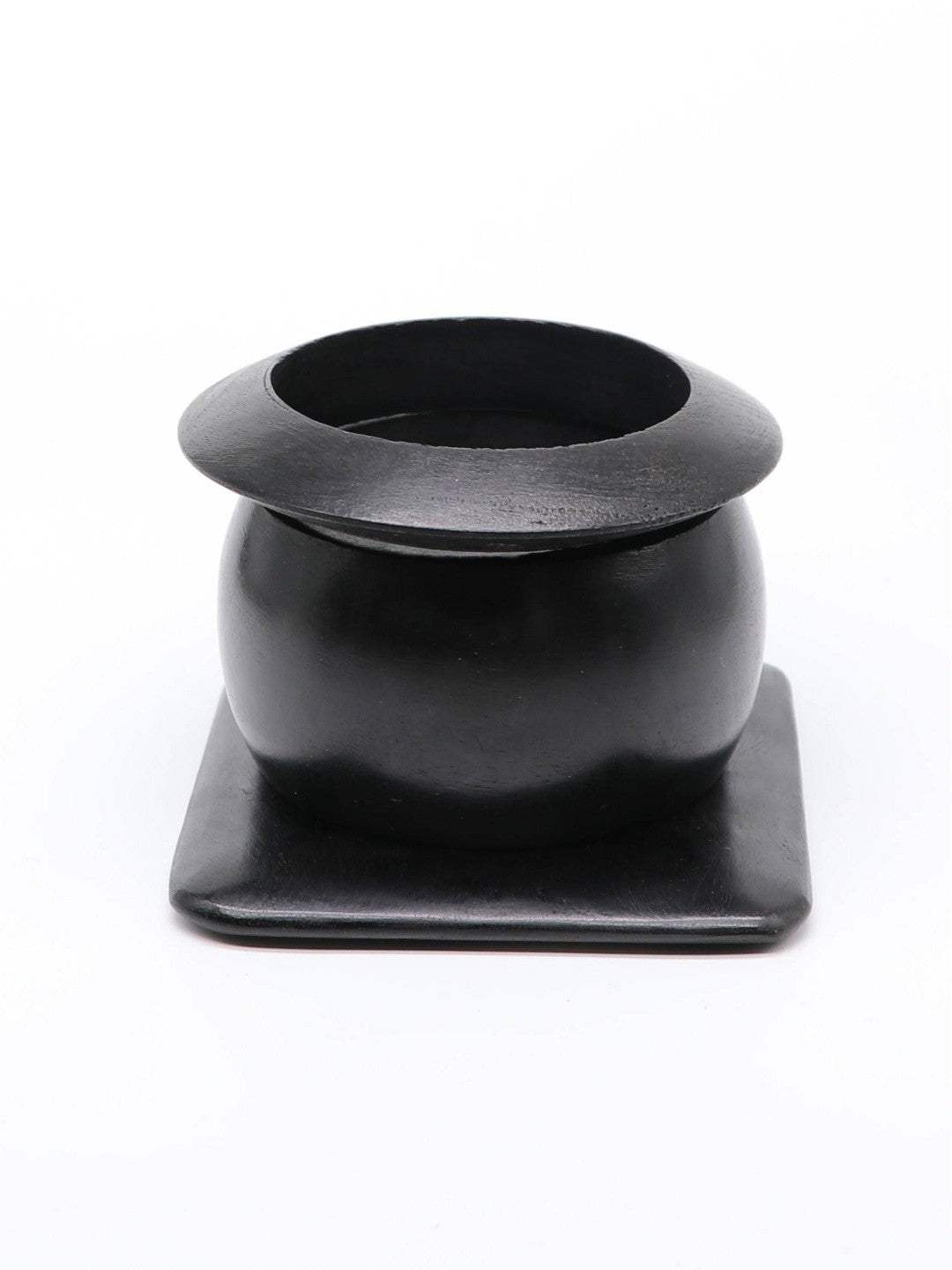 Black Wooden Sculptural Bangles Set of 3