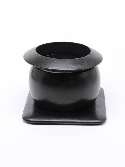 Black Wooden Sculptural Bangles Set of 3