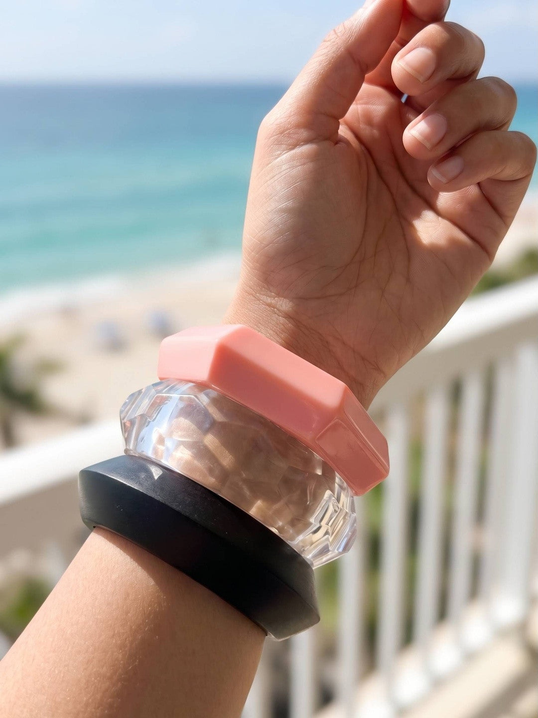 Faceted Resin & Acrylic Bangles Set of 3
