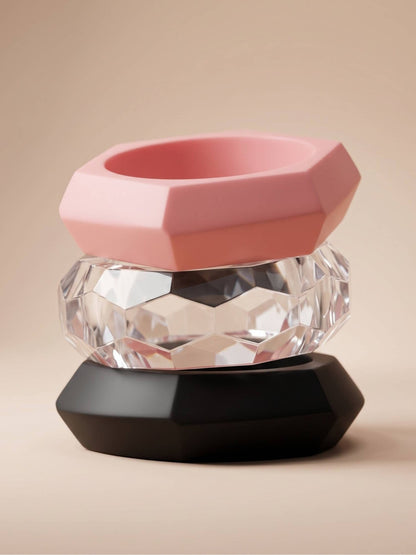 Faceted Resin & Acrylic Bangles Set of 3