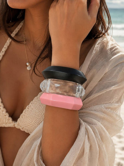Faceted Resin & Acrylic Bangles Set of 3
