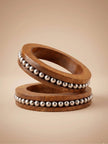 Oxidised Silver Wooden Bangles Set of 2