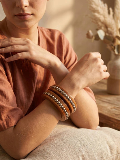Oxidised Silver Wooden Bangles Set of 2