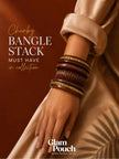 Brown Wood & Gold Stud Chunky Bangles Set of 5