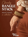 Antique Gold Wood & Brass Kada Bangles Set of 3