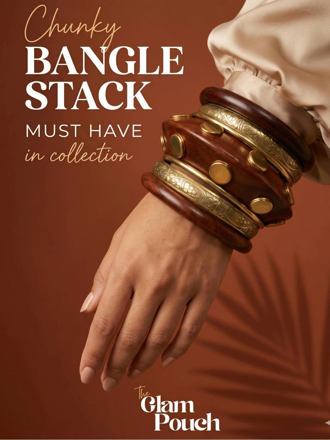 Wood & Brass Engraved Kada Bangles Set of 6