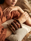 Brass-Inlaid Wooden Chunky Bangles Set of 5