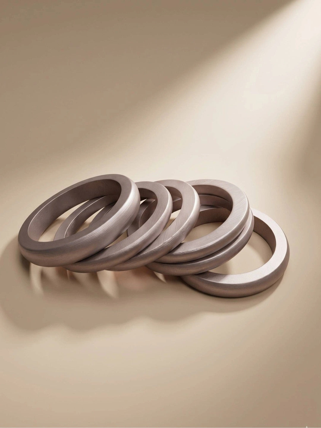 Oxidised Silver Chunky Wooden Bangles Set of 6