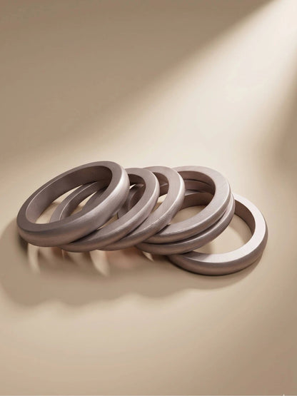 Oxidised Silver Chunky Wooden Bangles Set of 6