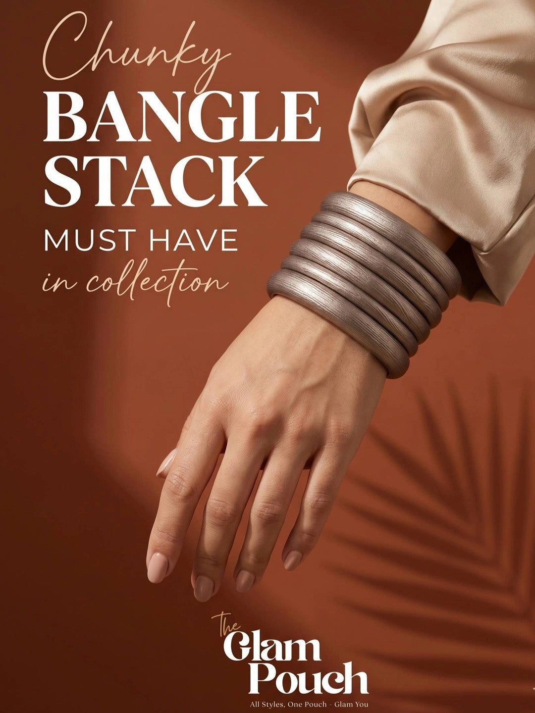 Oxidised Silver Chunky Wooden Bangles Set of 6
