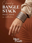 Oxidised Silver Chunky Wooden Bangles Set of 6