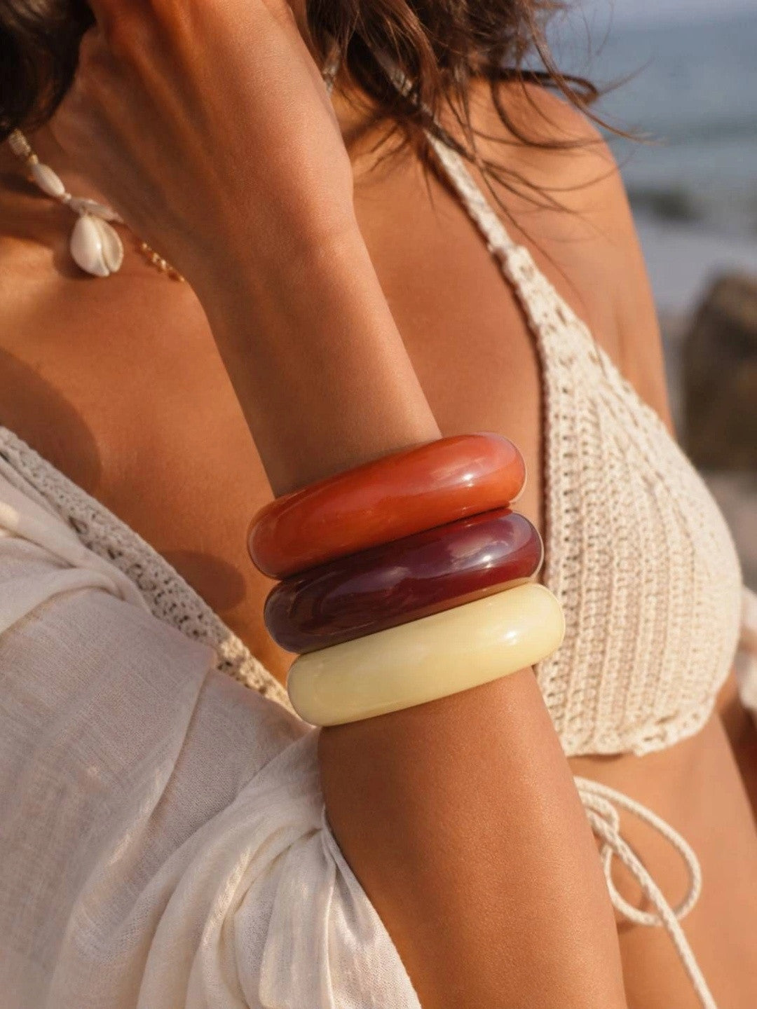 Chunky Resin Bangle Bracelet Set of 3